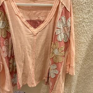 Oli & Hali Peach Floral Blouse